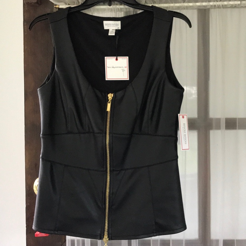 Faux leather zip up top